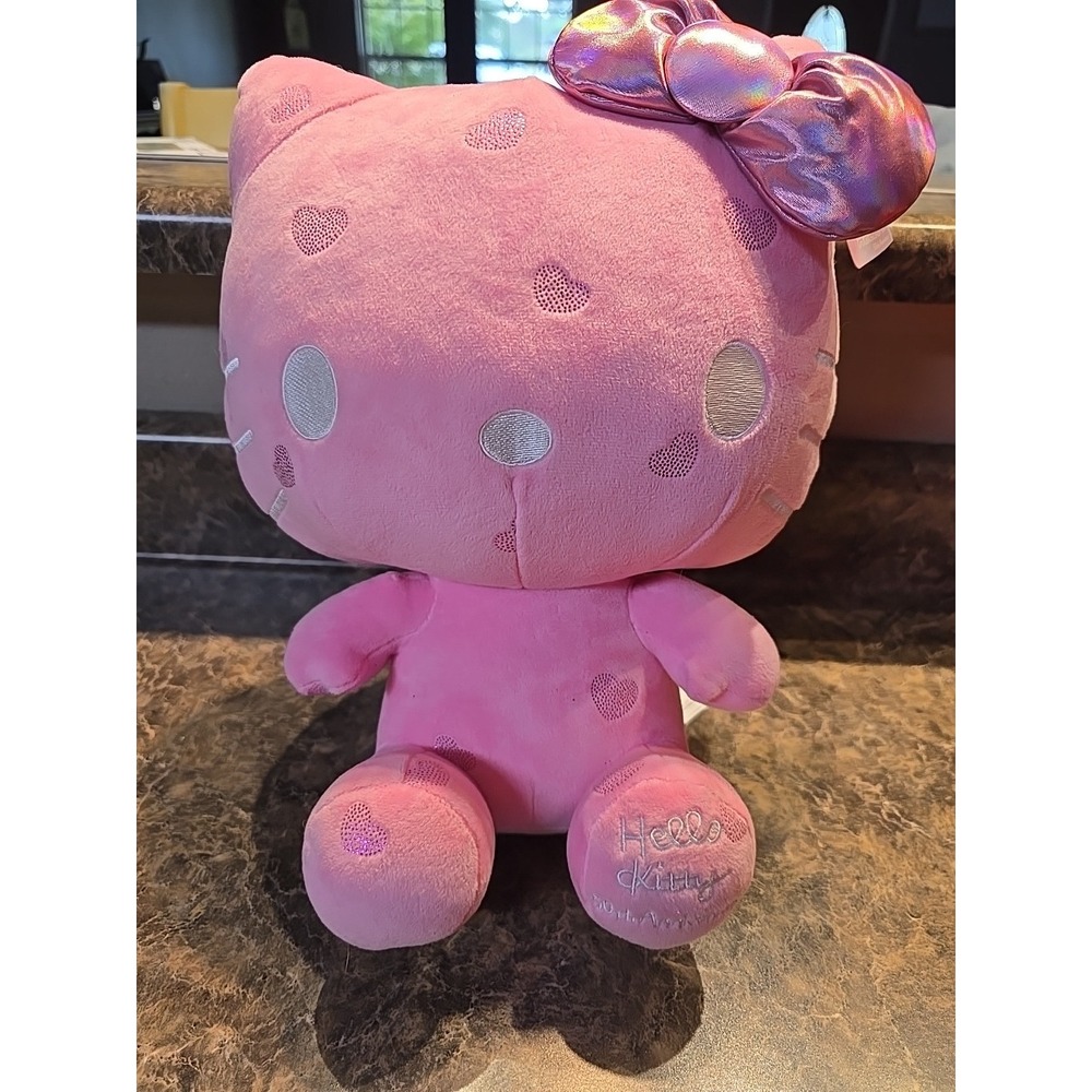 New Claire's Exclusive Sanrio Hello Kitty 50th Anniversary Plush Pink 13"